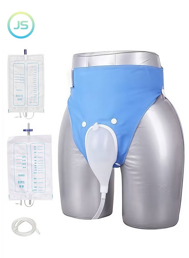 JS Reusable Silicone Urine Collector with Portable Wearable Urinary Drainage Bag System Wearable Washable Urinal Collector for Old man While Sleeping Bed Patients for 60+ Years Old - Image 1